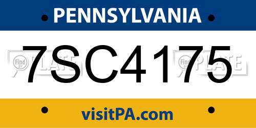 7SC4175 Pennsylvania License Plate