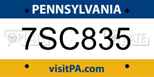 7SC835 Pennsylvania License Plate