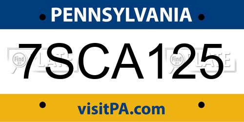 7SCA125 Pennsylvania License Plate
