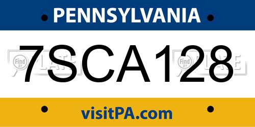 7SCA128 Pennsylvania License Plate