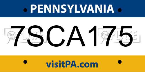 7SCA175 Pennsylvania License Plate