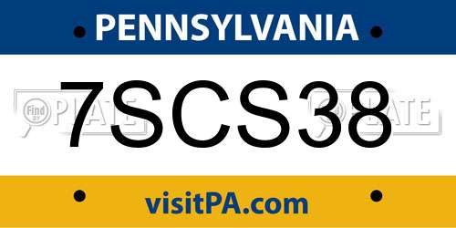 7SCS38 Pennsylvania License Plate
