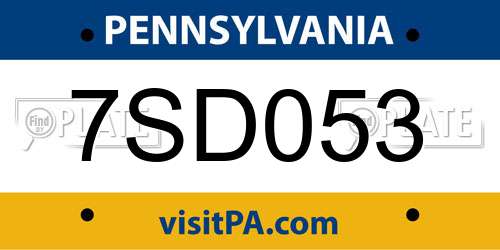 7SD053 Pennsylvania License Plate