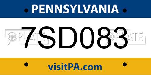 7SD083 Pennsylvania License Plate