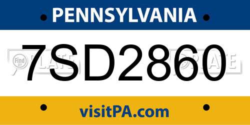 7SD2860 Pennsylvania License Plate