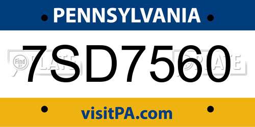 7SD7560 Pennsylvania License Plate