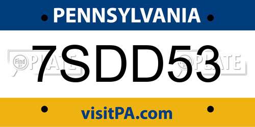 7SDD53 Pennsylvania License Plate