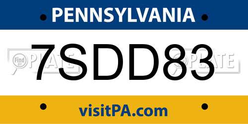 7SDD83 Pennsylvania License Plate