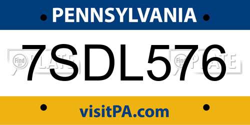 7SDL576 Pennsylvania License Plate