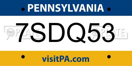 7SDQ53 Pennsylvania License Plate