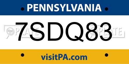 7SDQ83 Pennsylvania License Plate