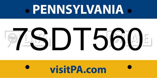 7SDT560 Pennsylvania License Plate