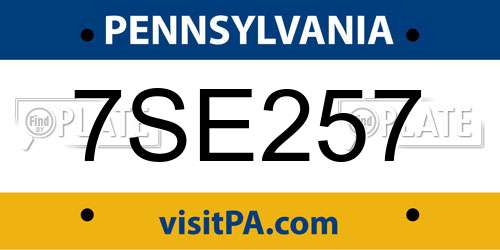 7SE257 Pennsylvania License Plate