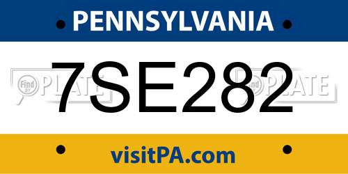 7SE282 Pennsylvania License Plate