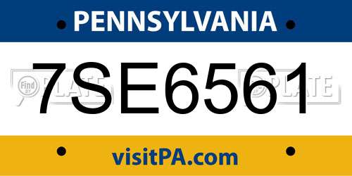 7SE6561 Pennsylvania License Plate