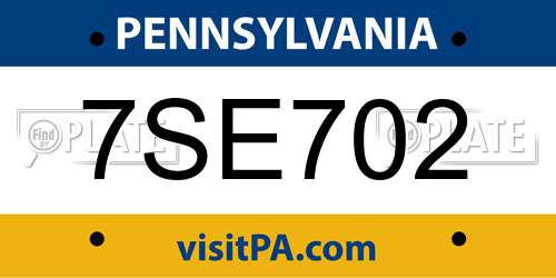 7SE702 Pennsylvania License Plate