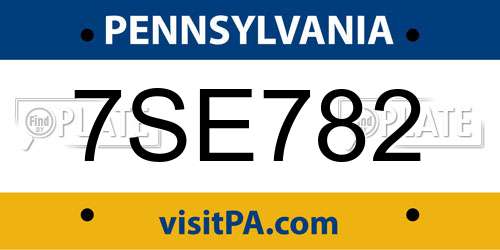 7SE782 Pennsylvania License Plate