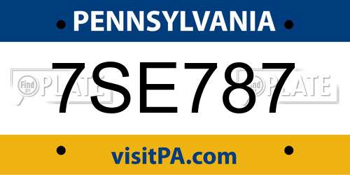 7SE787 Pennsylvania License Plate