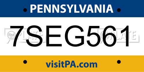 7SEG561 Pennsylvania License Plate