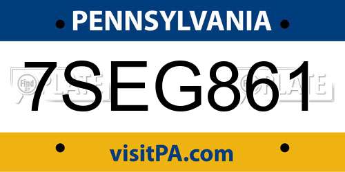 7SEG861 Pennsylvania License Plate