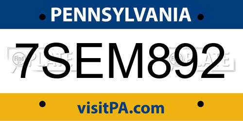 7SEM892 Pennsylvania License Plate