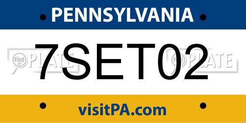 7SET02 Pennsylvania License Plate