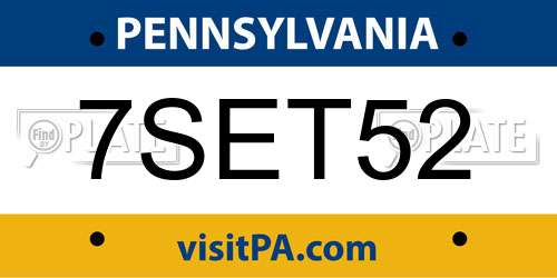 7SET52 Pennsylvania License Plate