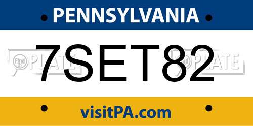 7SET82 Pennsylvania License Plate