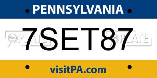 7SET87 Pennsylvania License Plate