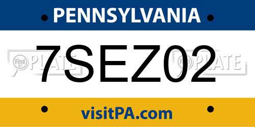 7SEZ02 Pennsylvania License Plate