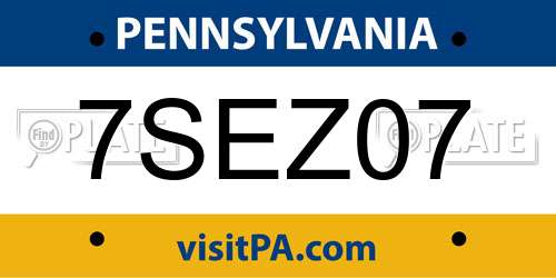 7SEZ07 Pennsylvania License Plate