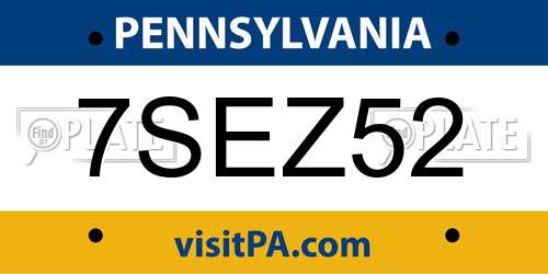 7SEZ52 Pennsylvania License Plate