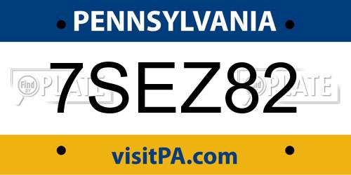 7SEZ82 Pennsylvania License Plate