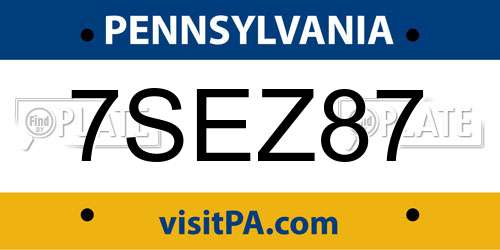 7SEZ87 Pennsylvania License Plate