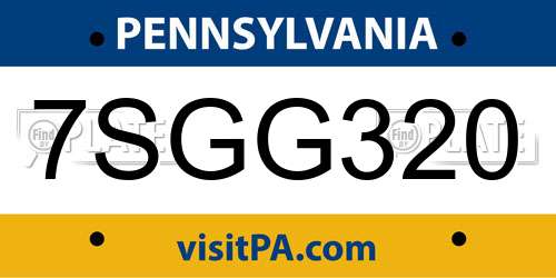 7SGG320 Pennsylvania License Plate