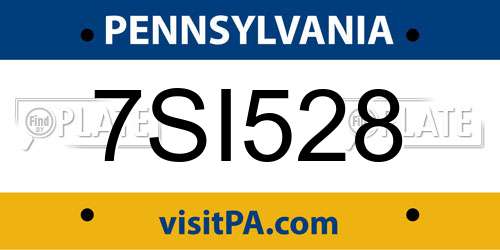 7SI528 Pennsylvania License Plate