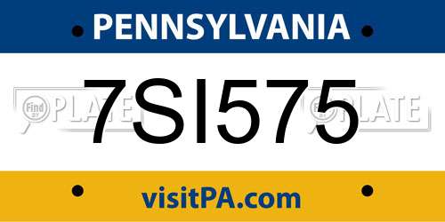 7SI575 Pennsylvania License Plate
