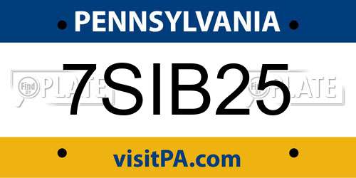 7SIB25 Pennsylvania License Plate