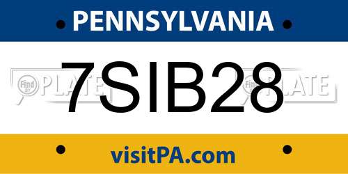 7SIB28 Pennsylvania License Plate