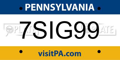 7SIG99 Pennsylvania License Plate