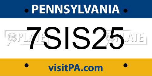 7SIS25 Pennsylvania License Plate
