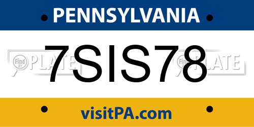7SIS78 Pennsylvania License Plate