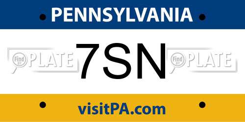 7SN Pennsylvania License Plate