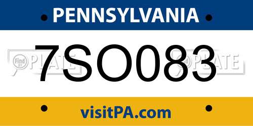 7SO083 Pennsylvania License Plate