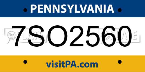7SO2560 Pennsylvania License Plate