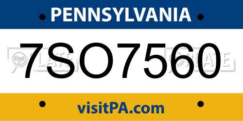 7SO7560 Pennsylvania License Plate