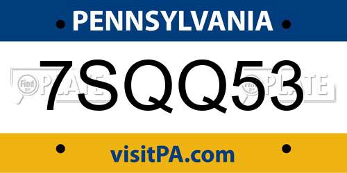 7SQQ53 Pennsylvania License Plate