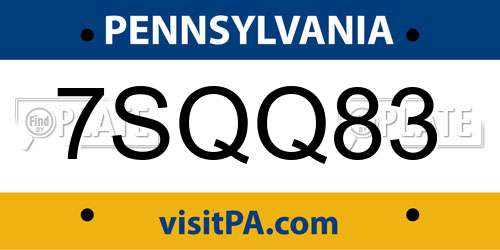 7SQQ83 Pennsylvania License Plate