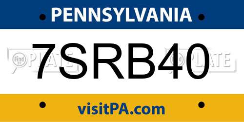 7SRB40 Pennsylvania License Plate