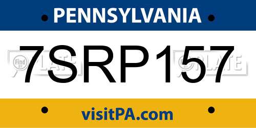 7SRP157 Pennsylvania License Plate